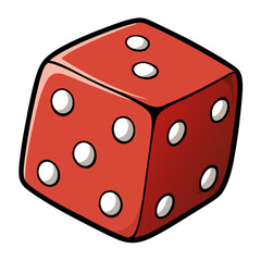 A single red die with white pips showing the numbers two three and four