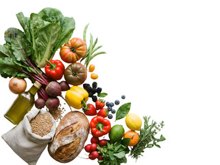 A Bountiful Display of Fresh Organic Vegetables and Fruits Captured Vibrantly in the Kitchen