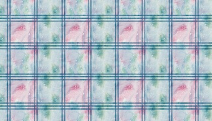 Watercolor Plaid Pattern - Soft Hues and Grid Design.