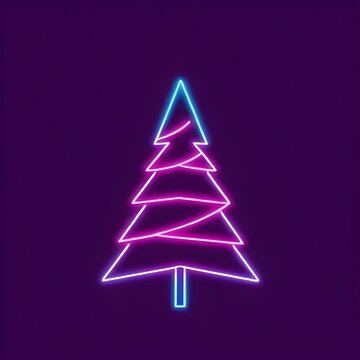 몽환적 보라 핑크 구름 사이로 크리스마스 트리가 잇다A Christmas tree runs through the dreamy purple pink clouds