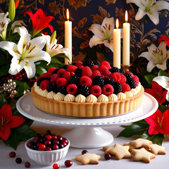Festive Berry Tart with Raspberries and Blackberries | Elegant Holiday Dessert Photography

