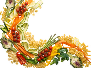 Vibrant and Colorful Arrangement of Fresh Vegetables and Pasta for Culinary Inspiration