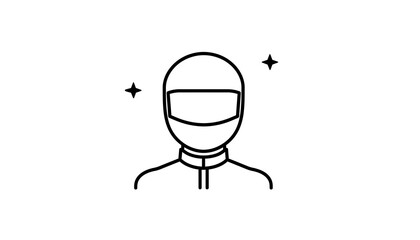 Motorcycle Rider Helmet Icon with Star Accents.