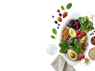 A Colorful and Nutritious Arrangement of Fresh Foods Highlighting Healthy Eating Choices