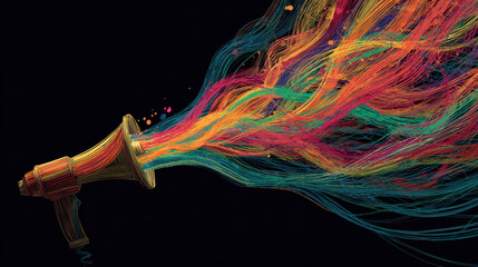 Megaphone, colorful, abstract, line, flowing Vibrant abstract lines flow energetically from