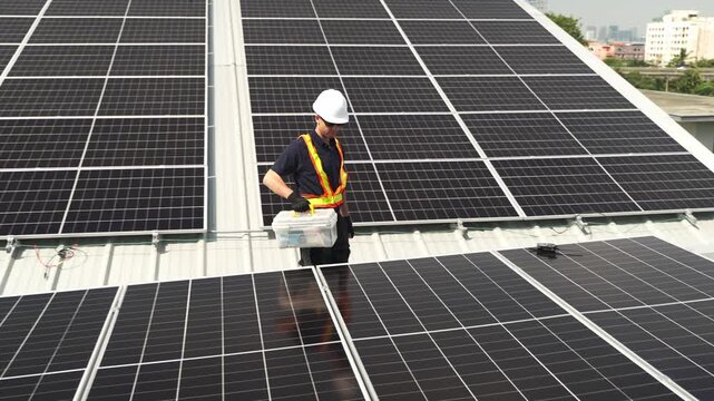 Professional who installs solar energy systems,  procuring equipment, and performing the physical installation of solar panels on roofs. 