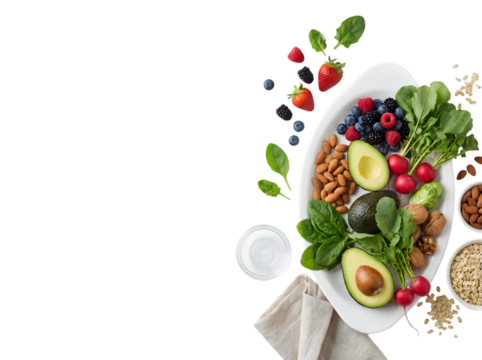 A Colorful and Nutritious Arrangement of Fresh Foods Highlighting Healthy Eating Choices