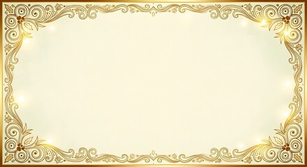 Elegant Decorative Gold Frame Design with Ornate Details and a Blank Rectangular Space