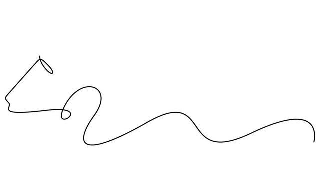 Self animated continuous line art drawing of a microphone with a cord