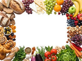 A Vibrant and Colorful Culinary Arrangement Featuring Fresh Fruits, Vegetables, and Baked Goods