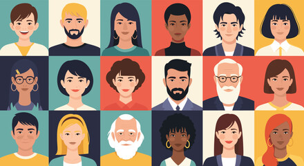 Engaging diverse team avatars for modern business website or social media profiles, showcasing inclusivity and connection in professional settings