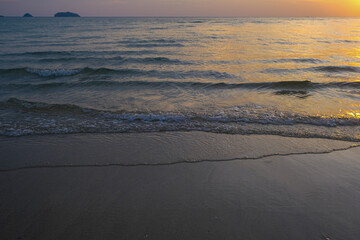 Serenity sea beach wave sunset sky with cloud nature landscape