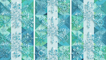 Elegant Winter Snowflake Pattern Design with Geometric Background.