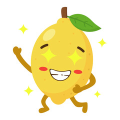 Happy Lemon Cartoon Character Dancing and Smiling Flat Illustration