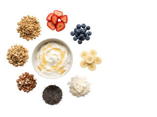 Colorful Yogurt Bowl Topped with Fresh Fruits, Nuts, and Granola for a Healthy Breakfast Delight