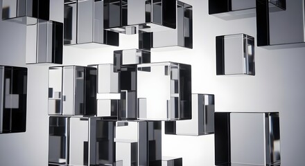 Monochrome geometric blocks shifting in a clean digital motion pattern