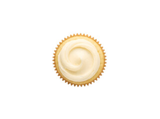 Deliciously Sweet Vanilla Cupcake with Creamy Frosting Shot from Above in Perfect Detail