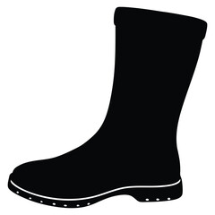 A black silhouette of a rain boot vector