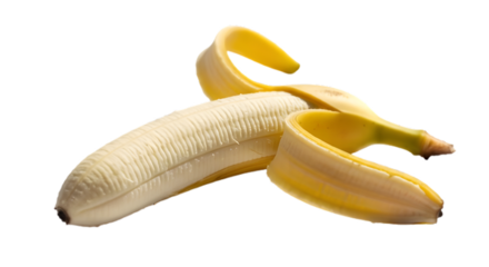 Peeled Banana Fruit Close Up Showing the White Flesh Inside on a Neutral Background Tropical Vitamin Source of Potassium and Nutrients