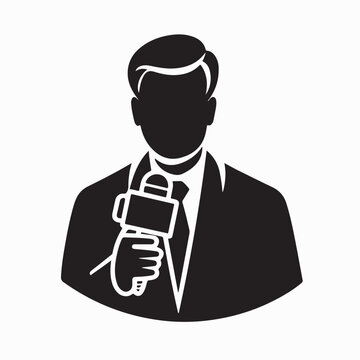 Professional male journalist logo vector isolated on white background