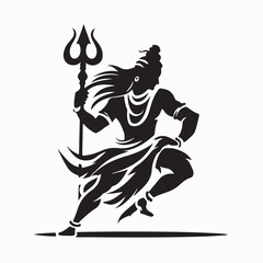 Silhouette of Shiva Nataraja Performing Cosmic Dance Vector on white background