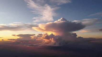Abstract Cloud Textures: Exploring the intricate, often surreal patterns and textures within cloud masses, resembling natural sculptures. A closer, more detailed shot focusing on the swirling,?