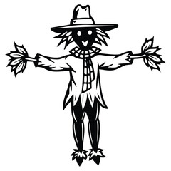 A black silhouette of a scarecrow vector