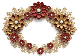 Ornate golden scrollwork with red and gold floral embellishments