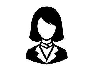 Monochrome glyph icon of a businesswoman in a suit. Simple vector graphic representing a female professional employee, staff member, or user profile