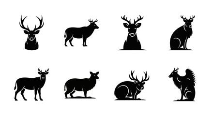 Elegant Silhouette Collection of Deer Illustrations for Wildlife and Nature Designs