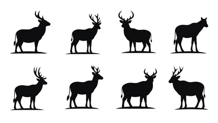 Elegant deer silhouette collection for nature illustration and wildlife design projects
