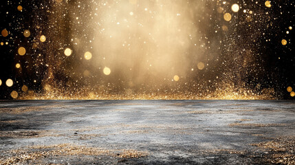 Gold glitter spotlight floor gold bokeh spotlight glitter stage