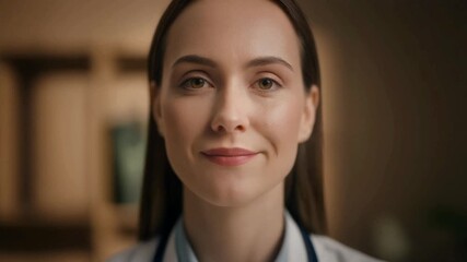 Portrait of a compassionate female doctor looking at the camera and smiling.