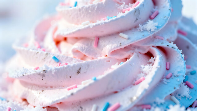Pastel Whipped Cream with Sprinkles Macro Dessert Background
