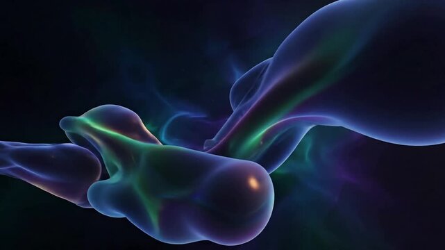 Intricate interplay of light and shadow across undulating, translucent surfaces, emphasizing depth and dimension without discernible beginning or end, fostering a sense of perpetual motion.