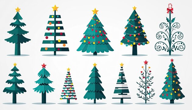 Christmas Trees Collection - Festive Holiday Season Decorations.