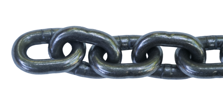 Close-up shot of a durable metal chain, symbolizing strength and connection. The links are interlocked, showcasing robust construction and industrial design.