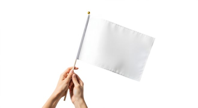 Hands holding a white cube against a bright white background view on transparent background