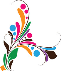 Colorful Swirls and Dots Decorative Flourish Element on White Keywords: swirl, flourish, decorative, element, colorful, abstract, design, graphic, art