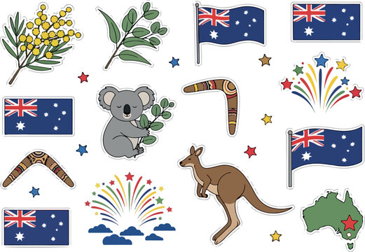 Australian Adventure Koala, Kangaroo & Aussie Pride Sticker Collection