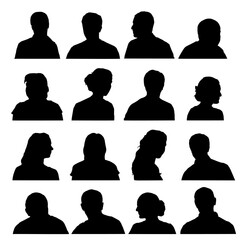 vector silhouettes of people profile users icon