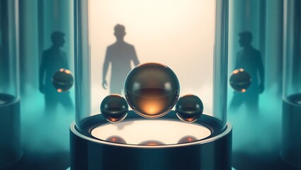 Generative AI predicting future human insights through technological spheres.