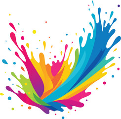 Bright Colorful Paint Splatter Swirl with Scattered Droplets on White Background paint splash color splash