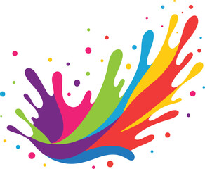 Colorful Paint Splash Explosion with Small Droplets on White Background vibrant liquid