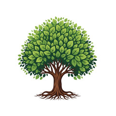 Naklejka premium Vibrant green tree with strong roots, isolated on transparent background