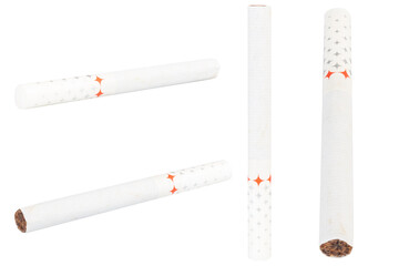 White star shaped filter cigarettes on white background