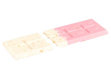 Chocolate broken milk flavor pink white on white background