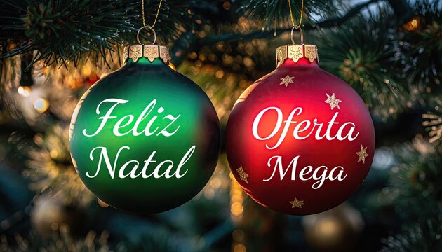 Christmas Ornaments with Festive Greetings and Holiday Decorations.