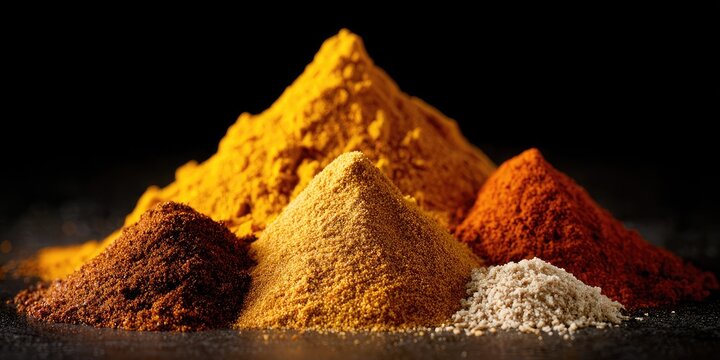 Abstract shimmering powders displayed in artistic formation studio environment close-up photography enhancing colorful textures and visual appeal