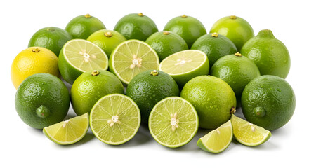 Fresh Green Limes with Some Sliced for Juicing and Cooking.